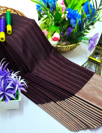 Coffee Brown With Beige Colour Arani Soft Silk Sarees