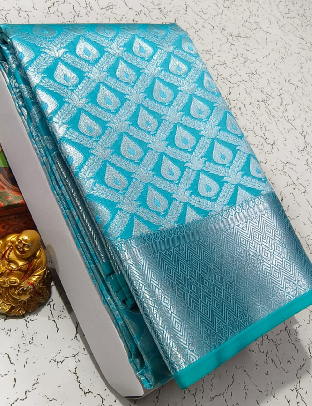 Elite Bridal Sky Blue With Silver Zari Silk Sarees