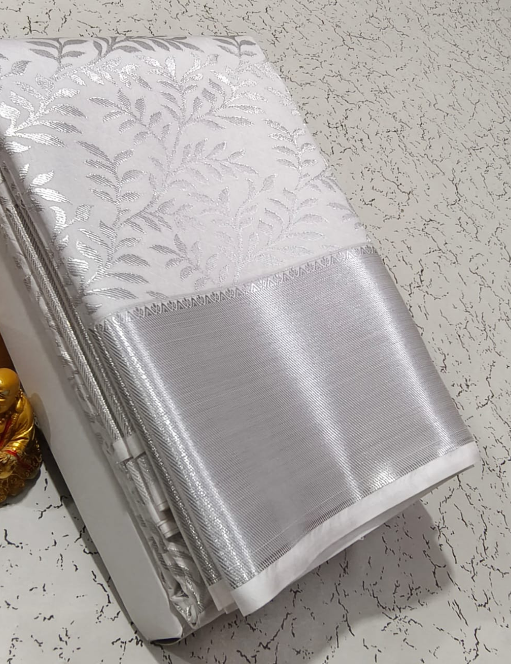 Elite Bridal White With Silver Zari Silk Sarees