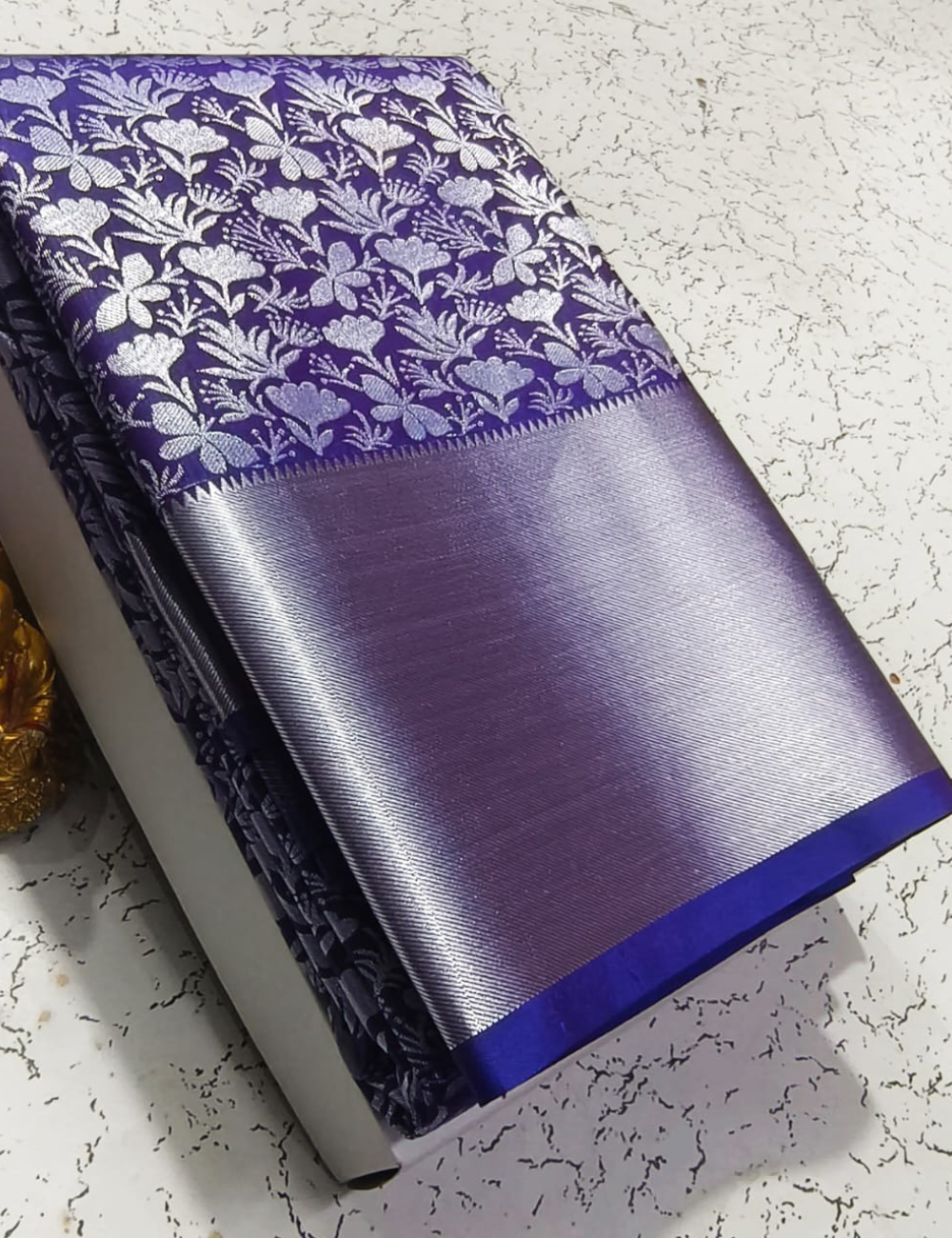 Elite  Bridal Blue With Silver Zari Silk Sarees