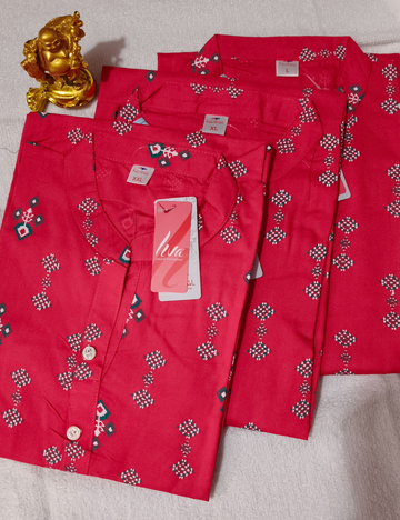 Red Colour Kolar Neck Rayon Kurthi