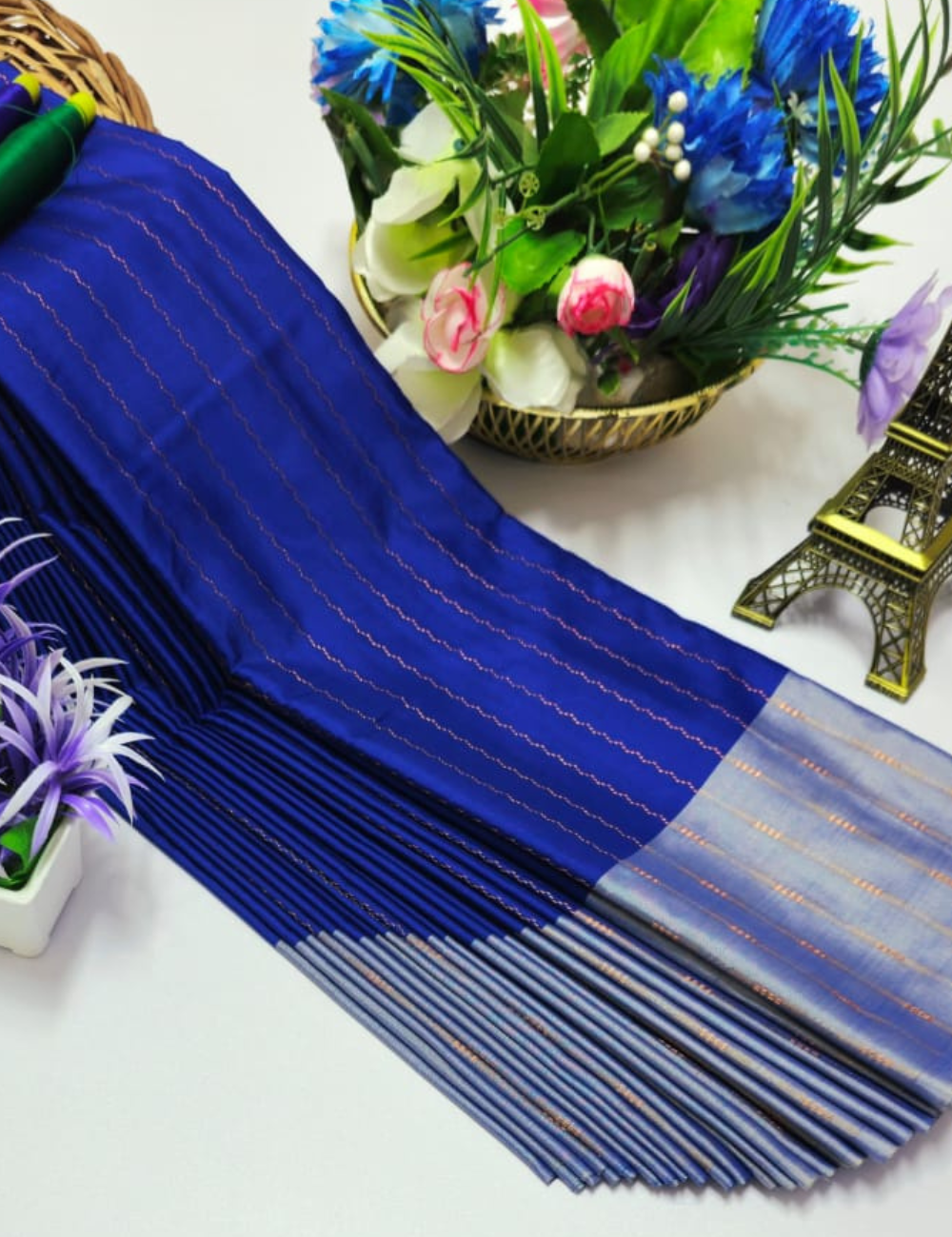 Royal Blue Arani Soft Silk Sares