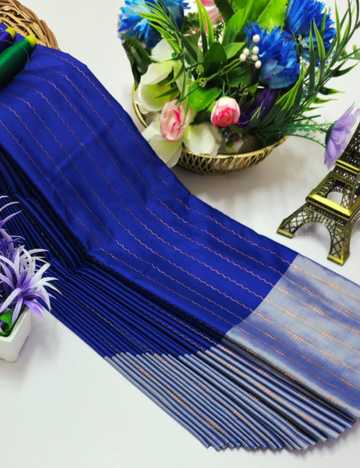 Royal Blue Arani Soft Silk Sares