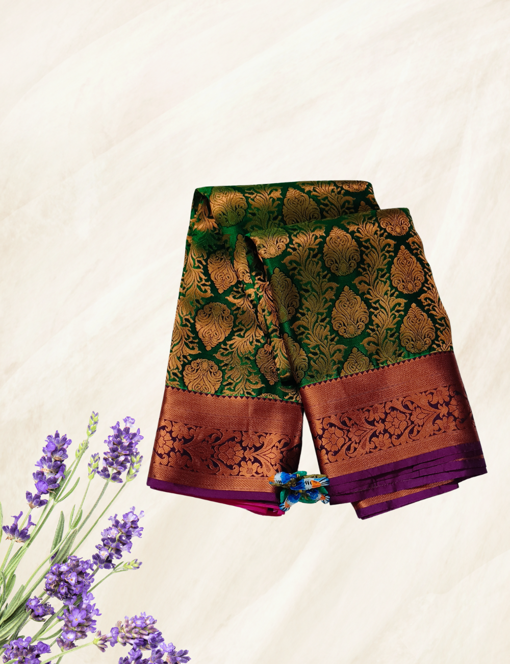Bottle Green With Pink Kanjivaram Bridal Semi Silk Sarees