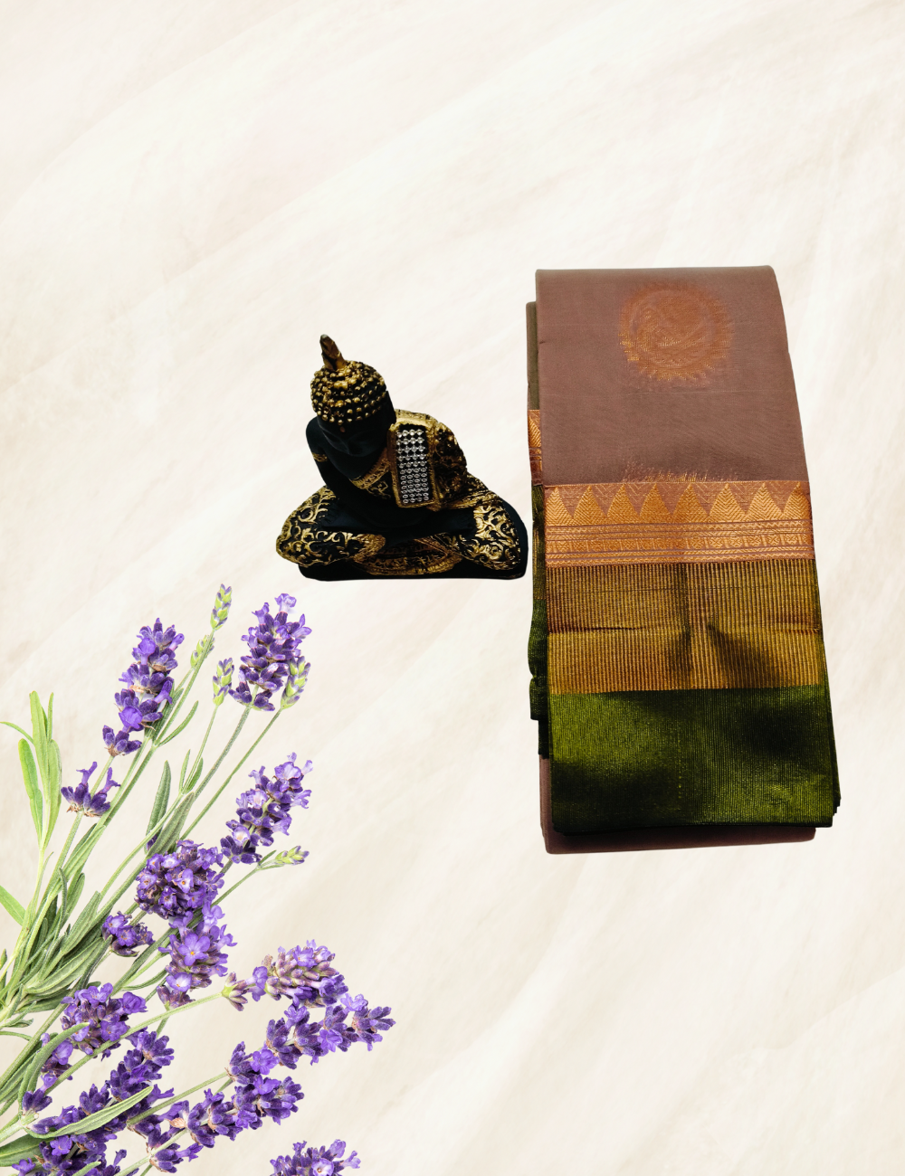 Light Brown With Mehandi Green Colour Silk Cotton Sarees